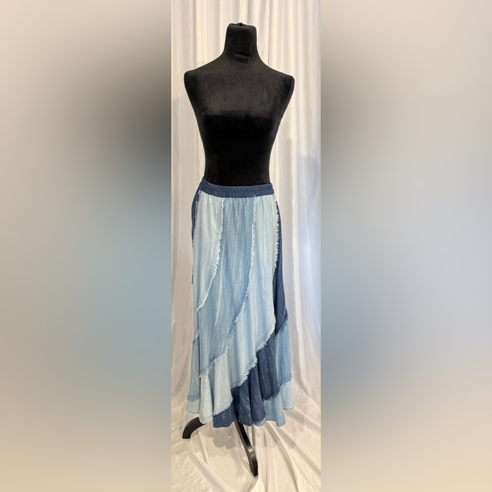 John Mark Layered Denim Skirt